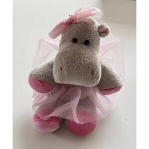 Douglas Plush Lulu Grey Hippo 9" Cuddle Toy with Ballerina Outfit and Pink Tut
